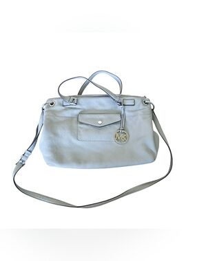 Michael Kors Mira Light Gray Leather Satchel with Crossbody Strap